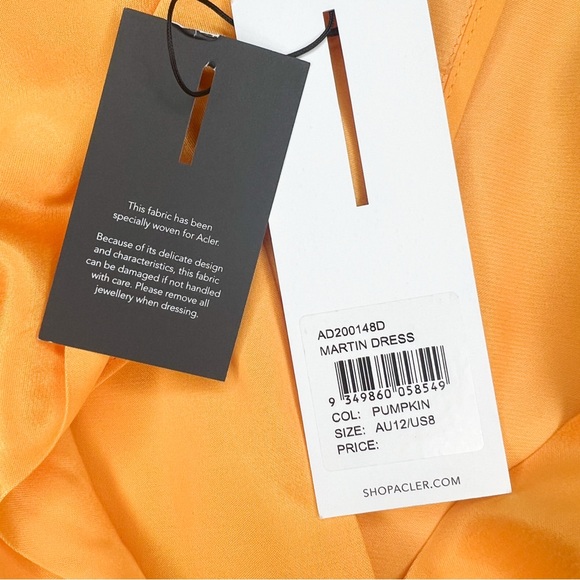 ACLER Martin Dress Pumpkin Orange Wrap Asymmetric size 8 NWT - Picture 9 of 12